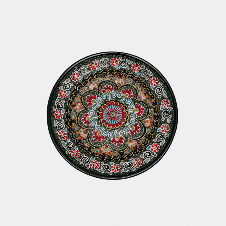 Unique handmade decorative plate from Uzbekistan, 26 cm, drip technique